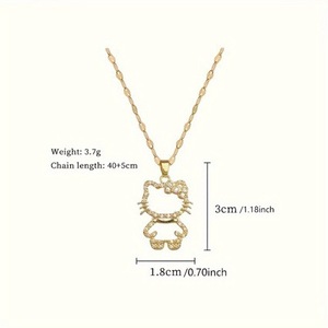 Collar <span class=keywords><strong>de</strong></span> Acero Inoxidable <span class=keywords><strong>de</strong></span> Alta Calidad con Colgante <span class=keywords><strong>de</strong></span> Gato, Chapado en Oro y Plata, con Circonita y Perla, para Mujer, Regalo <span class=keywords><strong>de</strong></span> <span class=keywords><strong>Amistad</strong></span> - Product Image 6
