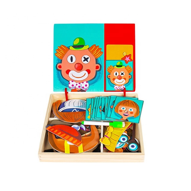 New Hot DIY Educational Play Jigsaw Game 3D Magnetic Wooden Puzzle Toys for Kids