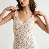 Robes de plage d'été Tyan, robes longues en tricot pour femmes avec fleurs 3D, robe sexy à col en V profond sans manches avec lacets