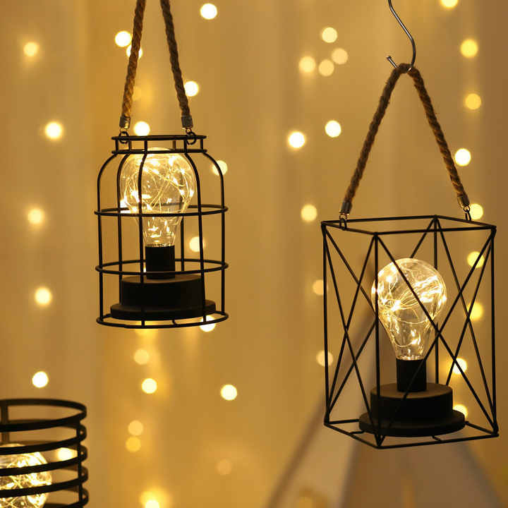 Easy carry vintage rope lamp perfect for beach tent or balcony relaxation solar camping lamp