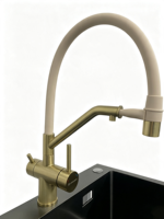 Robinet de cuisine moderne en acier inoxydable à montage sur plan, avec filtre purificateur 3-en-1 en céramique, mitigeur rotatif à 360°, pour usage hôtelier