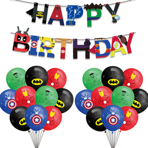 Set Decorativo per Festa di Compleanno a Tema Supereroi Include Striscione, Topper per Cupcake, Palloncini Stampati da 12 Pollici, Regalo Perfetto per Ragazzi - Product Image 1