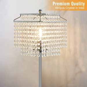 Lampada da terra a LED in <span class=keywords><strong>cristallo</strong></span> oro 64 "alta Design moderno E26 Touch Control <span class=keywords><strong>paralume</strong></span> a doppio strato - Product Image 3