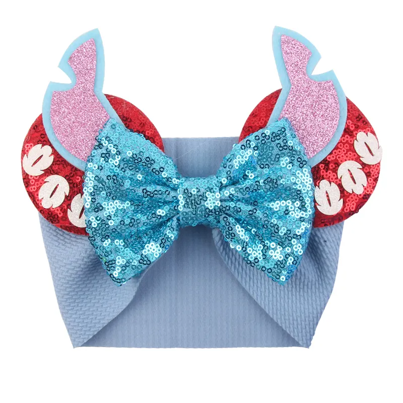 Baby Chic 5 ''Haar Boog Hoofdband Kids Glitter Muis Oren Tulband Voor Meisjes Trendy Haarband Kids Haaraccessoires