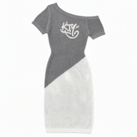 Robe midi en chenille ajourée à manches courtes en fil filé à la main, tricotée sur mesure pour femmes rondes, vente en gros