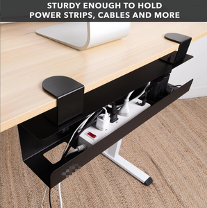 Plateau de gestion des câbles <span class=keywords><strong>JIEN</strong></span> à fixer sous le bureau, sans perçage, en acier allié, pour bureaux debout/en verre, 48 pouces, noir - Product Image 6