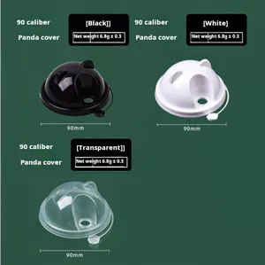 90 Caliber Injection Molded Cartoon Panda Cover Disposable Milk Tea Cup Cover Thickened Leak Proof Connecting Cover