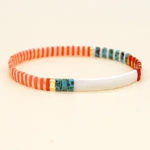 Minimalist Bohe 35 Colorful Miyuki Tila Beaded Bracelet Bohe Handmade Stacking Flat Beads Bracelet For Women Jewelry