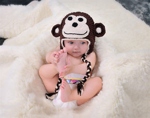 قبعة صوف للأطفال من ACki لفصل الشتاء، سميكة مع حماية للأذنين، قبعة كرتونية للأطفال على شكل قرد مصنوعة من الصوف المحبوك، صنع في الصين - Product Image 5