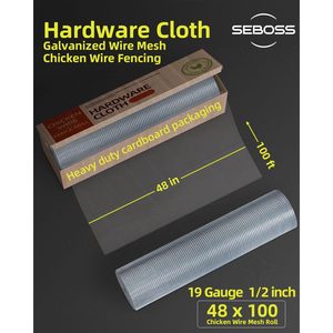 Seboss Hardware Cloth 1/2 Inch 48 X 100 Ft 19 Gauge Hot Dip Galvanized Welded <b>Mesh</b> Roll For Farm Fence Chicken <b>Wire</b> - Product Image 2