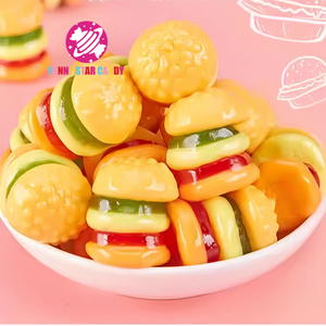 Bonbons en gelée en forme de hamburger dessin animé Bonbons gommeux conception personnalisée Bonbons aigres <span class=keywords><strong>Burger</strong></span> fruité Bonbons doux pour les enfants - Product Image 2