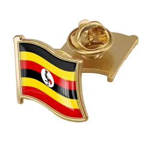 Uganda Bandeira Emblema Bandeira do país Pin da lapela Bandeiras do mundo Chapéu Pinos Logotipo personalizado Fabricação do Pin do esmalte