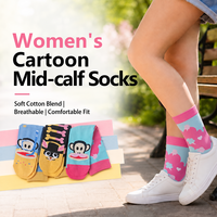 Chaussettes de mollet en coton jacquard Paul Frank sous licence IP, motif singe amusant, personnages mignons, vente en gros, personnalisation disponible