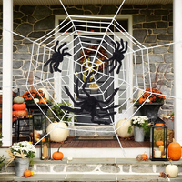 Telón de Fondo Decorativo para Halloween, 5m de Diámetro, 12 Capas, Telaraña Artificial Blanca Redonda de Nailon, Impresión Tipográfica, para Exteriores