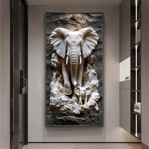 Decoración Moderna de Lujo para Entrada, Arte Mural de Porcelana con Relieve 3D de Elefante, Impresión UV HD, <span class=keywords><strong>Nuevo</strong></span> para el Hogar/Corredor de Hotel - Product Image 3
