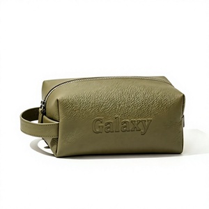 Sac de maquillage personnalisé luxueux, imperméable, portable, pour hommes et femmes, en cuir PU, avec fermeture éclair, boîte de rangement - Ensemble de voyage - Product Image 1