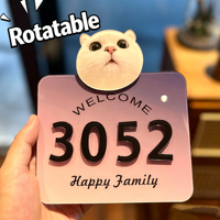 Plaque de numéro de maison personnalisée en acrylique pour animaux de compagnie (chien, chat) – Chiffres 3D minimalistes sans perçage |   Plaque d'adresse personnalisée pour porte d'entrée