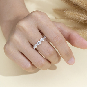 Anillo de boda de plata S925 con diamante talla marquesa MSR-2175 para mujer - Product Image 3