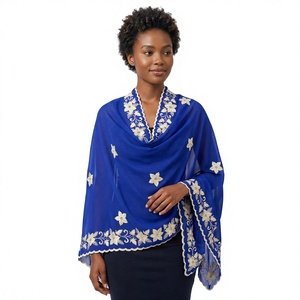 Wholesale Floral Embroidered Rhinestone Lightweight Chiffon <b>Shawl</b> Breathable Women Scarf OEM ODM Custom - Product Image 1