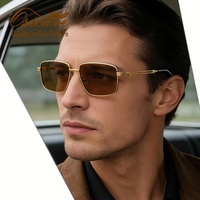 Lunettes de soleil en titane de haute qualité pour hommes, montures larges polarisées, lunettes de soleil de luxe pour homme, teinte noire