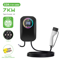 Nouvelle borne de recharge pour véhicules électriques de niveau 2 de 7 kW, type 2 SAE J1772, Wallbox 32A, station de recharge intelligente EVSE, IP66 pour usage domestique, contrôle par application Tuya, RFID