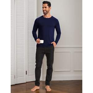 <b>Men's</b> BambooLong Sleeve Sleep Shirt Cloud Soft Moisture Wicking Relaxed Fit Tencel Modal Cotton Loungewear <b>Top</b> - Product Image 4