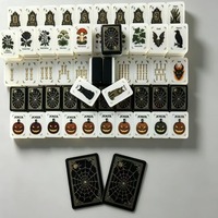 Jeu de Mahjong Américain 160 Tuiles 2 Couches Dos Noir Gravé Motif Toile d'Araignée Thème Halloween Acrylique Soirée Jeux Vente en Gros