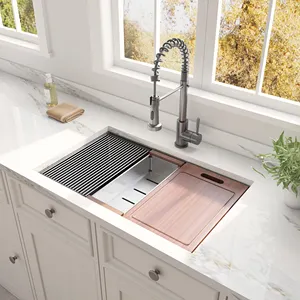 Stainless 304 Sink Modern Hand Made Single Bowl Handmade Undermount Kitchen Workstation Sink With Drainboard