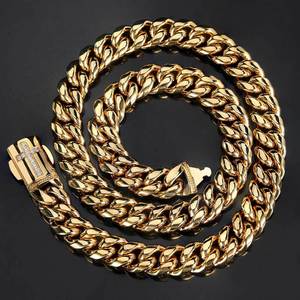 Collar de Cadena Cubana Miami de Acero Inoxidable con Cierre Helado de 12mm en Joyería Plateada VEROMCA, Accesorio de Moda - Product Image 5