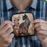 Dompet Koin Ritsleting Tahan Air Ringan Gambar Kucing Kartun Mini Baru Tas Penyimpanan Portabel Hadiah Teman Uniseks