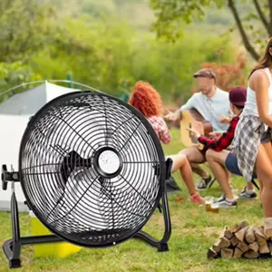 DC Solar Battery Camping Fan Metal Pedestal Installation Air Cooling Household Garage RV Outdoor Use Electric Emergency Fan