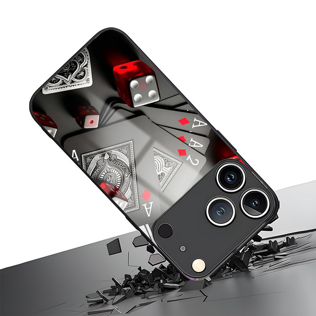 Wholesale Retro Poker Dice Pattern Phone Case Full Cover Shockproof Hard Protective Shell for iPhone 15 16 17Pro Max Cover