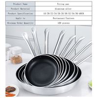 Poêle de cuisson professionnelle en aluminium antiadhésive, multi-spécifications (18-40 cm), pour restaurant, compatible gaz, modèle moderne et très vendu