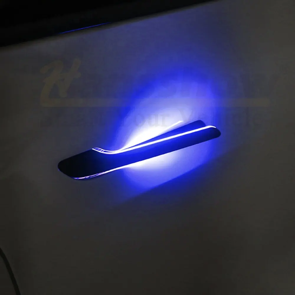 รุ่น3 Y ภายนอกรถรอบมือจับประตูที่มีสีขาว/สีฟ้าแสงสมาร์ทจับประตูไฟฟ้าสำหรับ Tesla รุ่น3 Y