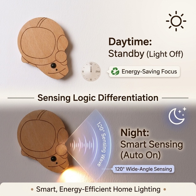 Creative Solid Wood Motion Sensor Night Light 3xAA Battery Powered Astronaut & Elephant LED Modern Bedroom Wall Lamp Home Decor