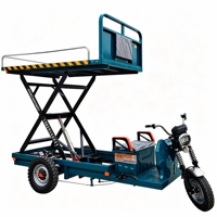 Tricycle élévateur à ciseaux électrique hydraulique, plateforme de levage mobile pour marchandises, véhicule de transfert pour entrepôt et verger