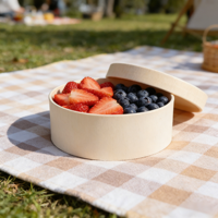 Boîte ronde en bois jetable de 3,35 pouces, boîte d'emballage pour gâteau au fromage biodégradable et écologique, boîte cadeau en bois avec logo personnalisé
