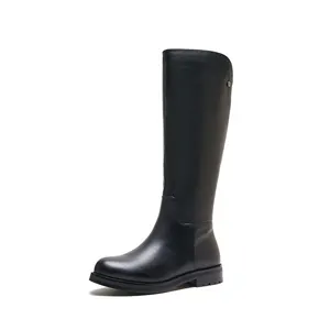 Vente en gros OEM ODM de bottes de luxe en cuir véritable de créateur pour dames bottes habillées hautes bottes en cuir de mollet large pour femmes Knight bottes longues d'usine