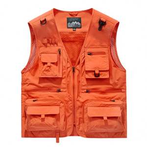 Gilet utilitaire personnalisé avec logo, multi-poches, fermeture éclair, sans manches, en mesh, pour la randonnée, la pêche, la photographie, les voyages, gilet d'extérieur pour homme - Product Image 6