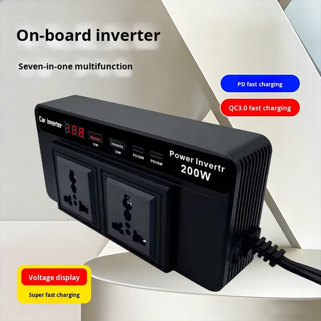 Sale Car Inverter 12V to 110V/220V 200W Power Converter Charger