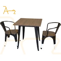 Offre Spéciale simple salle à manger ensemble café table et chaise en fer cadre en métal industriel extérieur pas cher restaurant tables chaises