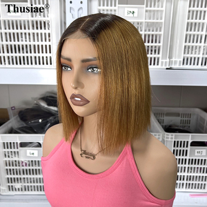 Perruque en cheveux humains Remy transparente de 10 pouces, 13*4 pour Lace Front, <span class=keywords><strong>Blond</strong></span> Brun <span class=keywords><strong>Clair</strong></span>, Coupe Bob Courte, Densité 180%, Double Drawn - Product Image 5
