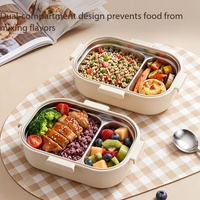 Boîte à lunch en acier inoxydable de qualité alimentaire à compartiments, grande capacité, compatible micro-ondes, facile à nettoyer, idéale pour la préparation des repas scolaires – Meilleure vente
