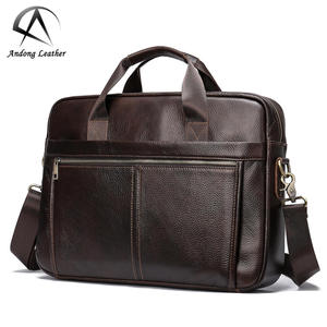 Sacoche d'ordinateur Andong Office 15 pouces pour hommes, en cuir de vache véritable, sac à bandoulière, sac messager, sac à main pour hommes - Product Image 1