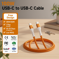 Kabel Pengisian Cepat USB-C ke C KYT 100W Tembaga Murni dengan Bahan Nilon untuk Ponsel, Komputer, dan Kamera