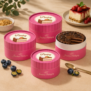 กล่องบรรจุภัณฑ์ทรงกระบอกทำจากกระดาษคราฟท์สำหรับขนมอบเกรดอาหาร รีไซเคิลได้ ปรับแต่งได้ ทนความร้อน เหมาะสำหรับใส่เค้กบาสก์และชีสเค้ก - Product Image 2