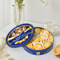 Vente en gros de biscuits au beurre croustillants de style danois, recette originale, formes assorties, boîte en métal de 340 g, goût sucré, biscuits au beurre