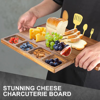 Planche à découper en bois d'acacia personnalisée avec poignée, plateau en bois, plateau sectionné, planche à découper, restaurant, charcuterie, steak, cuisine à domicile