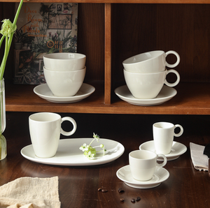 Bulk Premium Solid White Ceramic Drinkware <b>Set</b> Multi-size <b>Coffee</b> Cup <b>Mug</b> With Plate Luxury Hotel Restaurant Custom Logo - Product Image 1