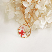 Nueva Serie de Verano: Collar con Colgante de Flor Real Bañado en Oro de 18K, Joyería de Acero Inoxidable con Flor Preservada en Resina para Mujer